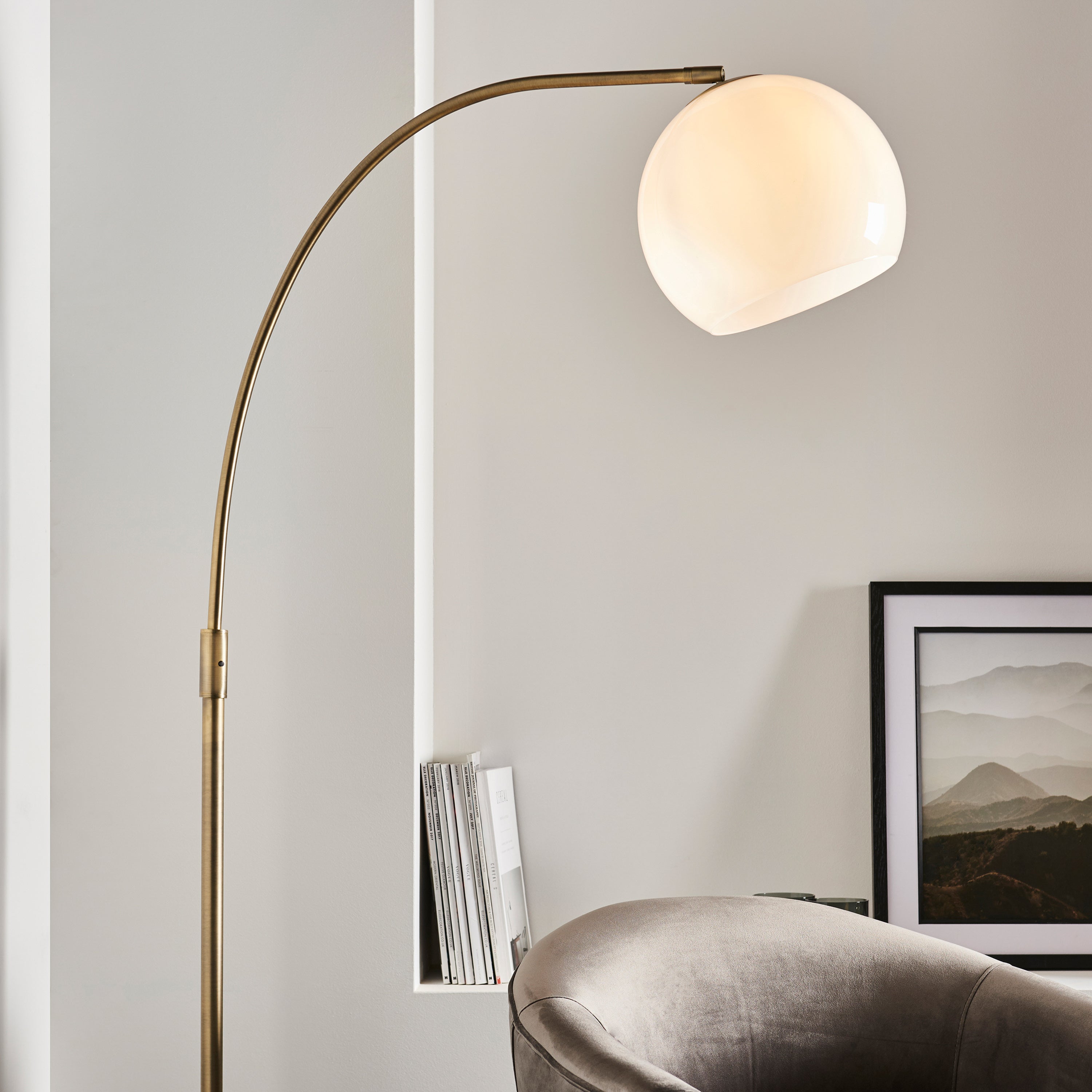 Alser Gold Orb Floor Lamp with Black Marble Base